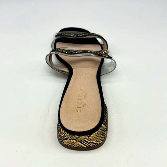 CECELIA - Danica Gold And Black Crystal Eyed Snake Slip On Sandals Size 7 - Picture 6 of 14